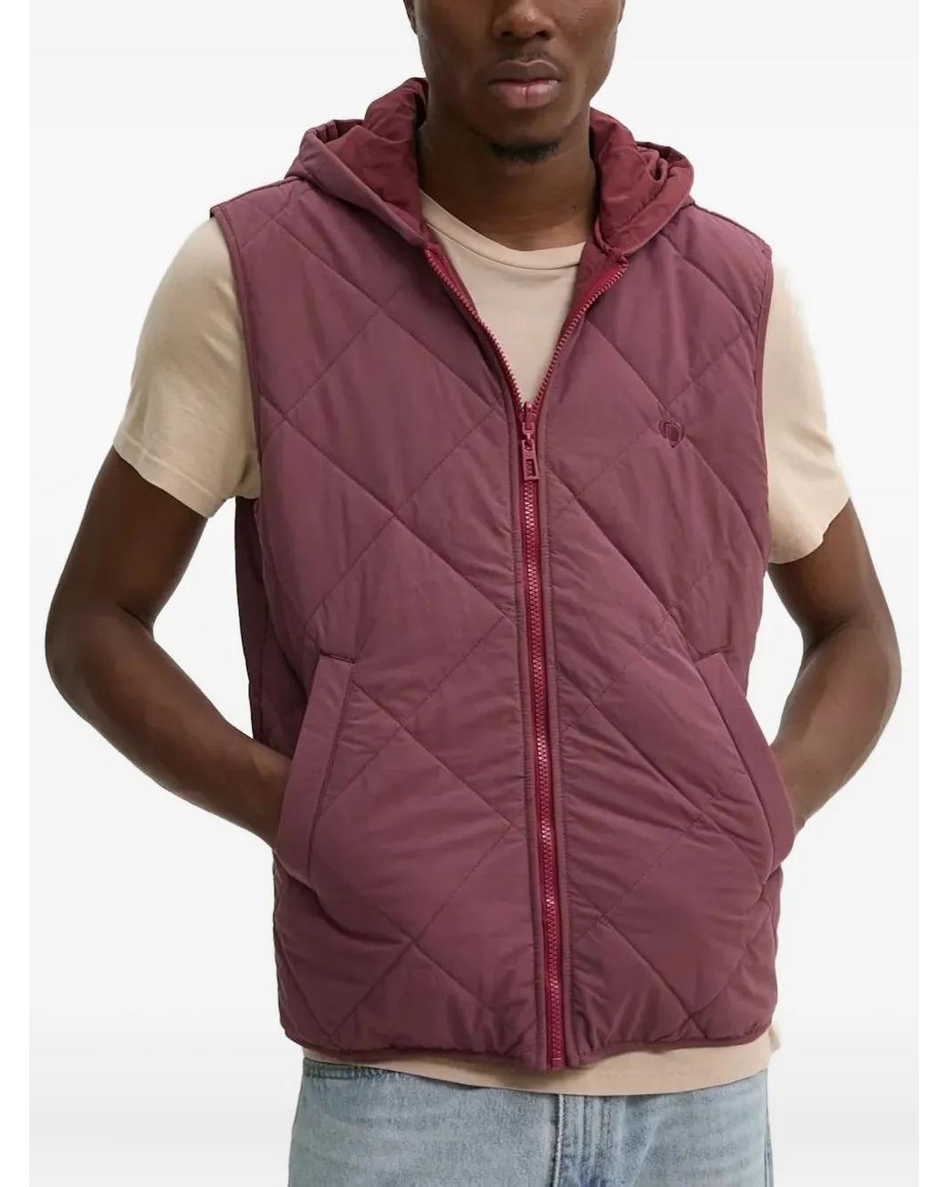 Desigual Purple Two-Way Flap-Pocket Hooded Jacket for men