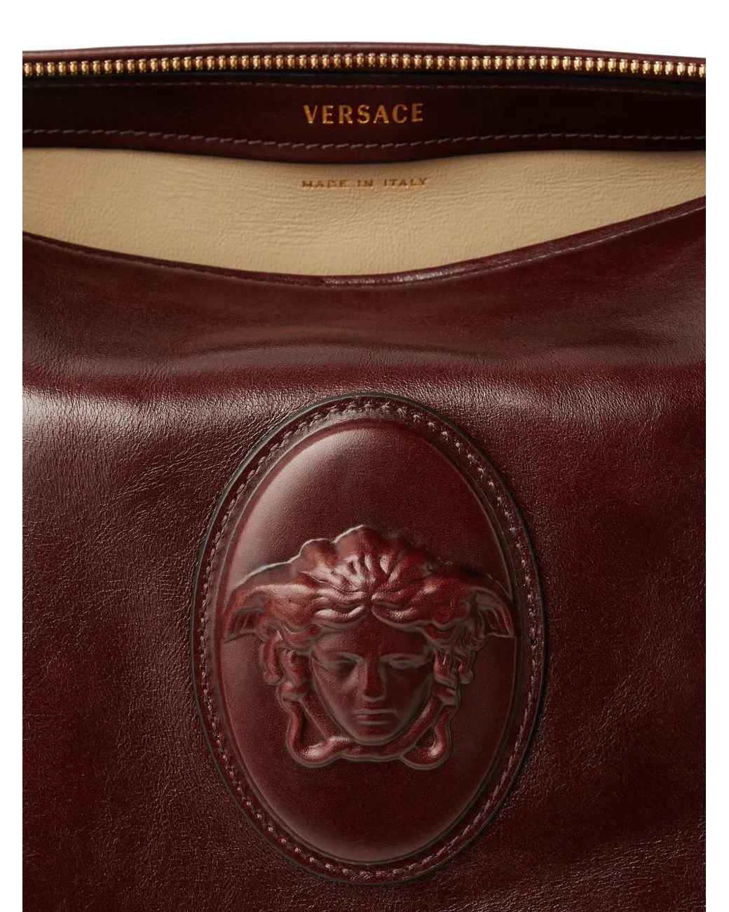 Versace Brown Roomy Leather Boston Bag