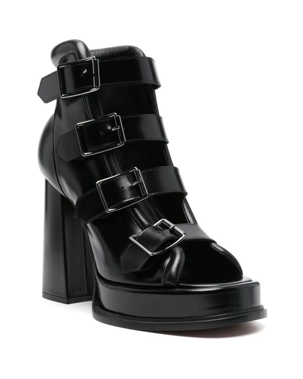McQueen Black 130Mm Leather Sandals