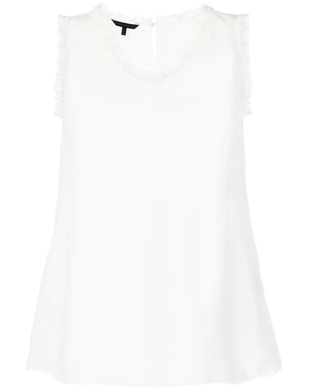 Shiatzy Chen White Bead-Embellished Silk Sleeveless Blouse