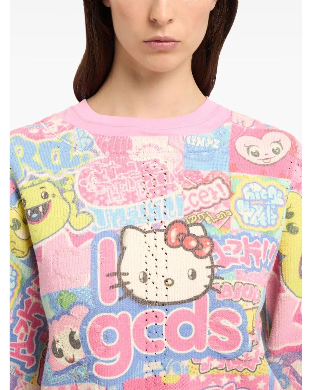 Gcds Pink Hello Kitty Printed Sweater
