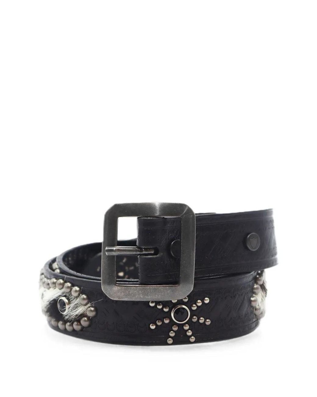 HTC Black Ceinture En Cuir Embossé À Détails De Clous for men
