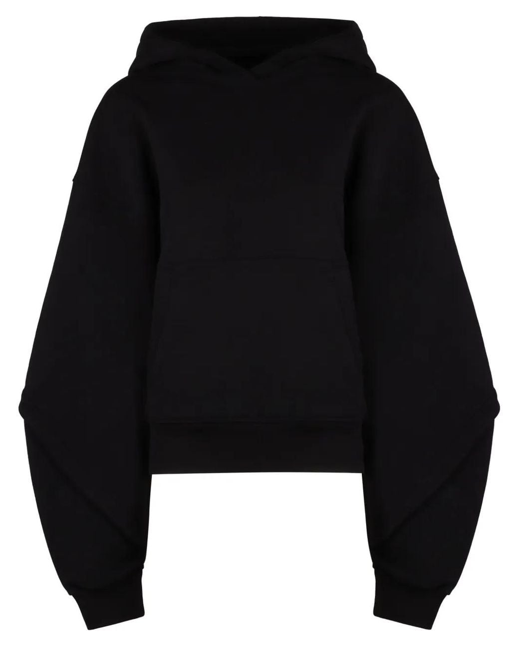 Mugler Black Balloon Sleeves Drawstring Hoodie