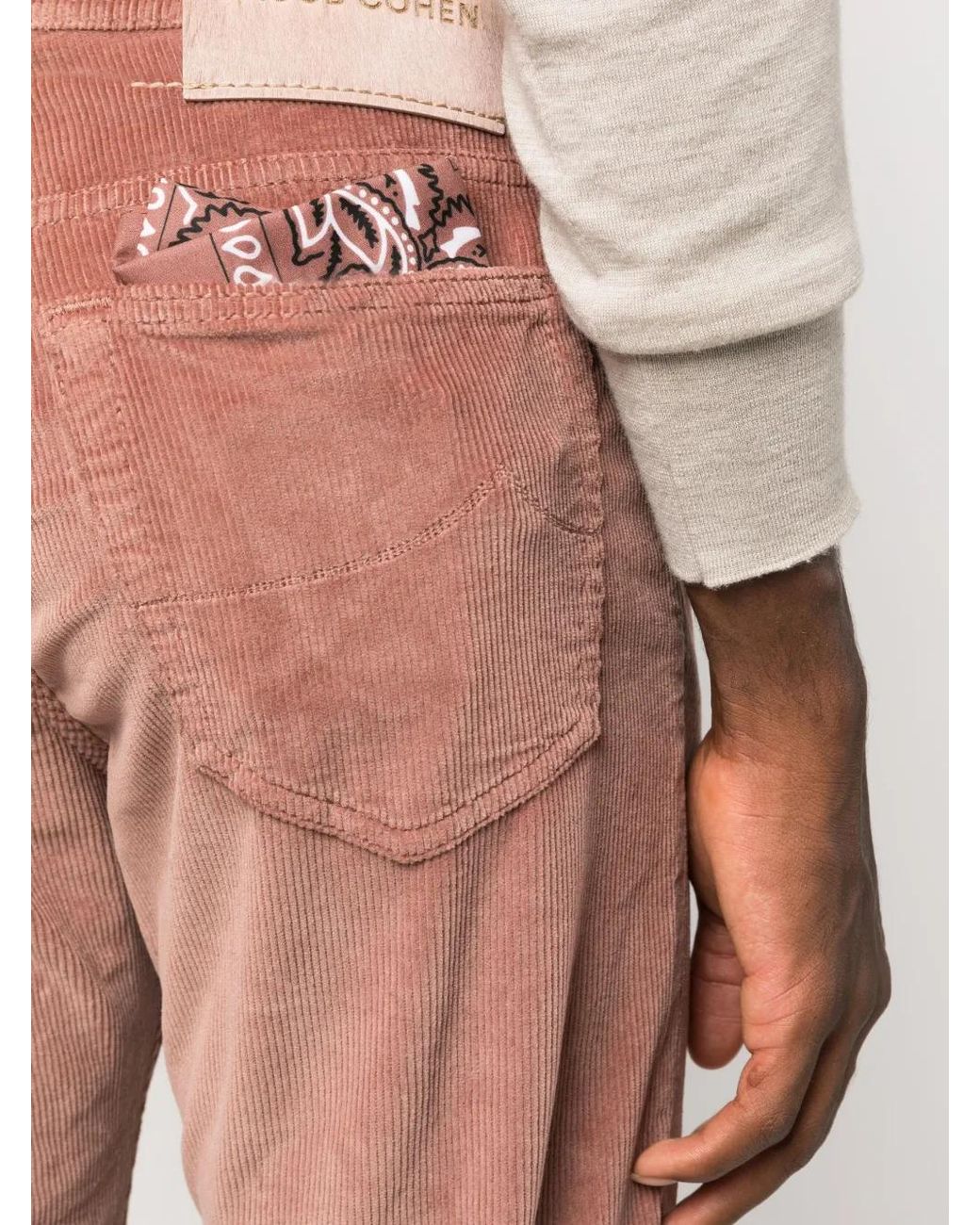 Jacob Cohen Red Mid-Rise Slim-Fit Corduroy Trousers for men
