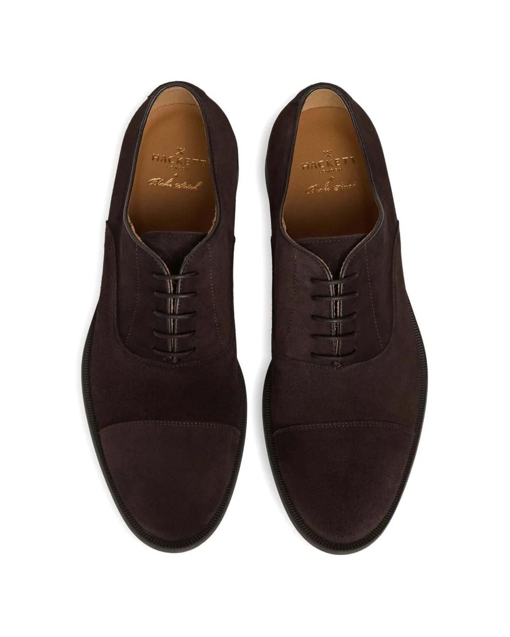 Hackett Brown Suede Toe-Cap Oxford Shoes for men