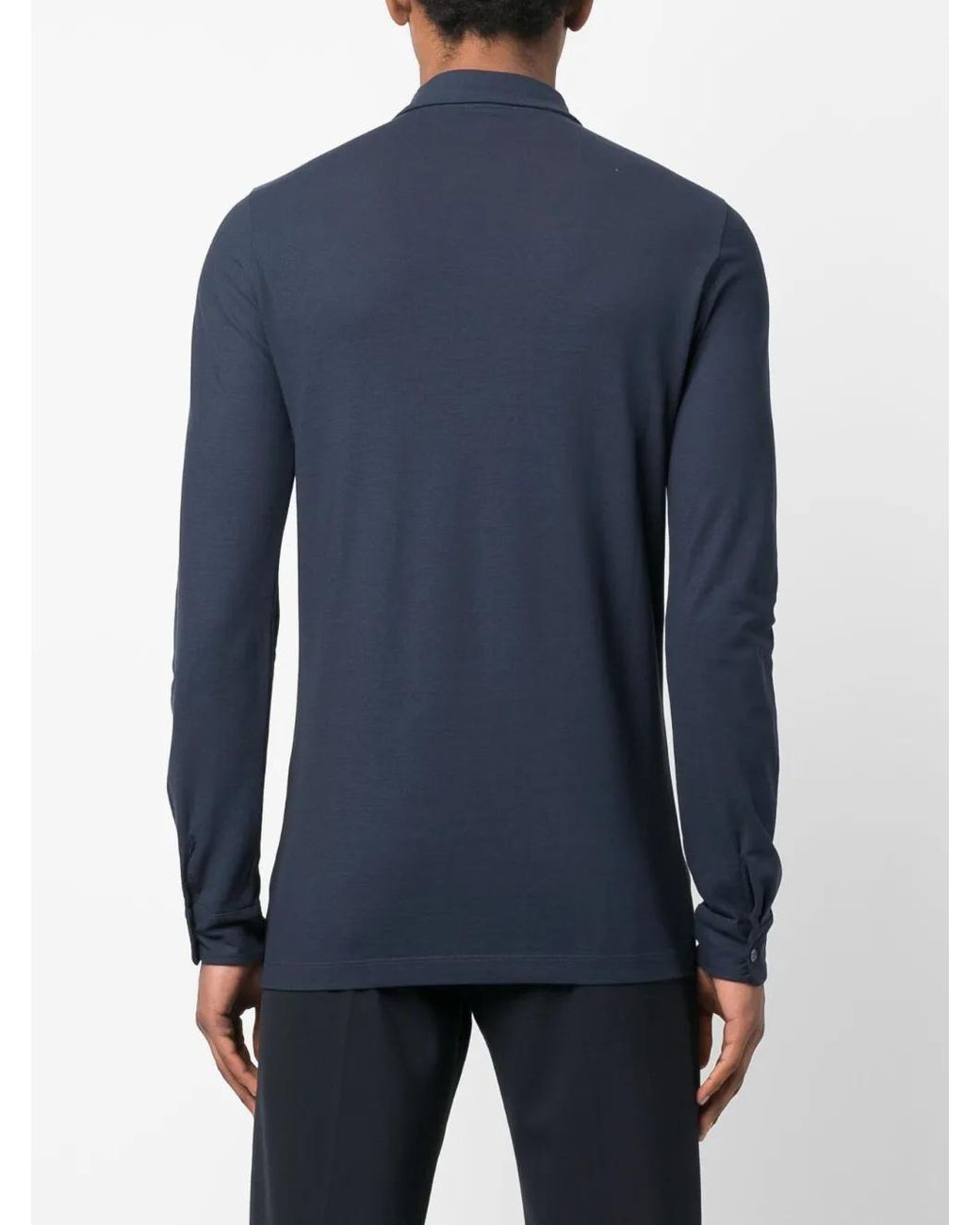 Zanone Blue Long-Sleeved Cotton Shirt for men