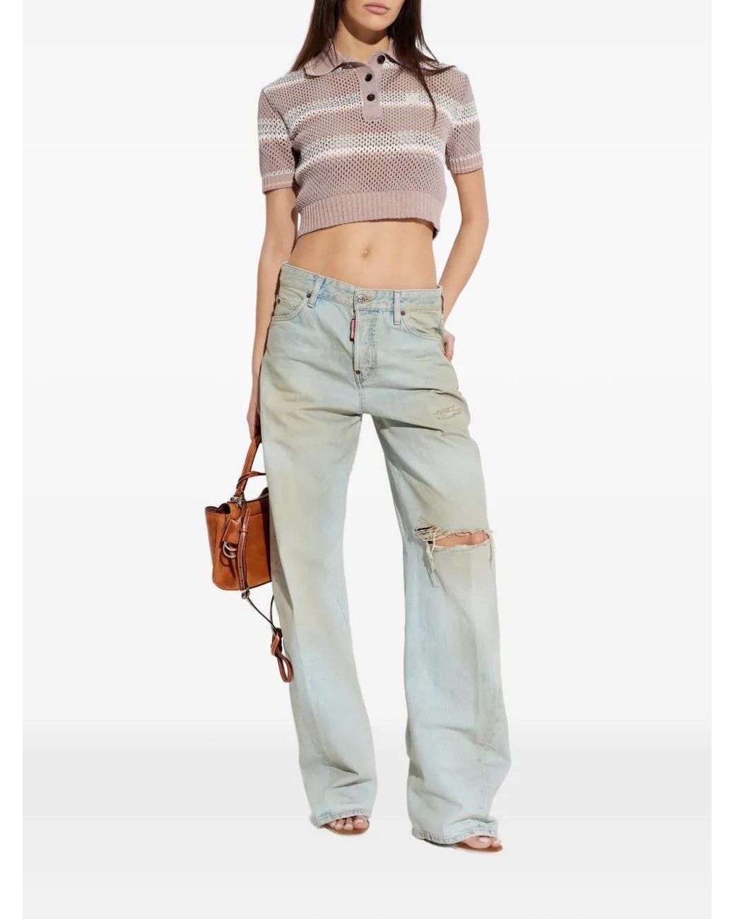 Amiri Pink Ma Stripe Crochet Polo