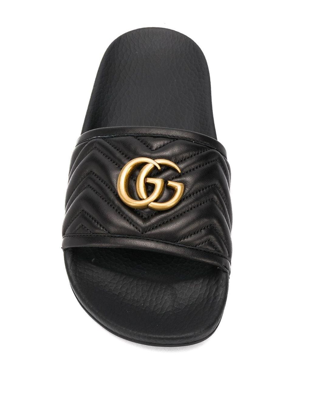 Gucci Gg Marmont Sliders in Black | Lyst