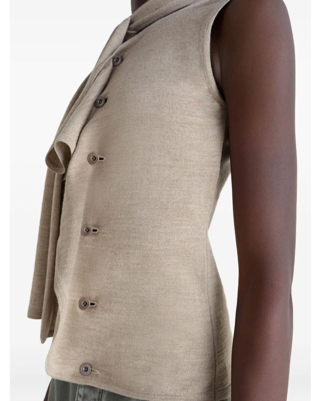 Lemaire Brown Tie-Neck Asymmetrical Sleeveless Cardigan