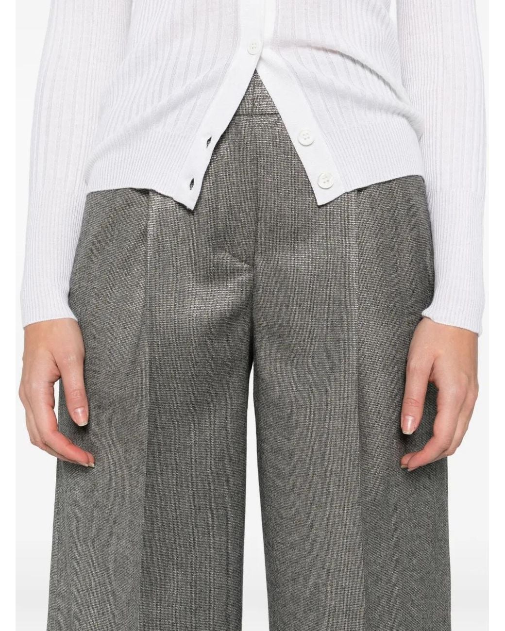 Peserico Gray Metallic-Effect Pants