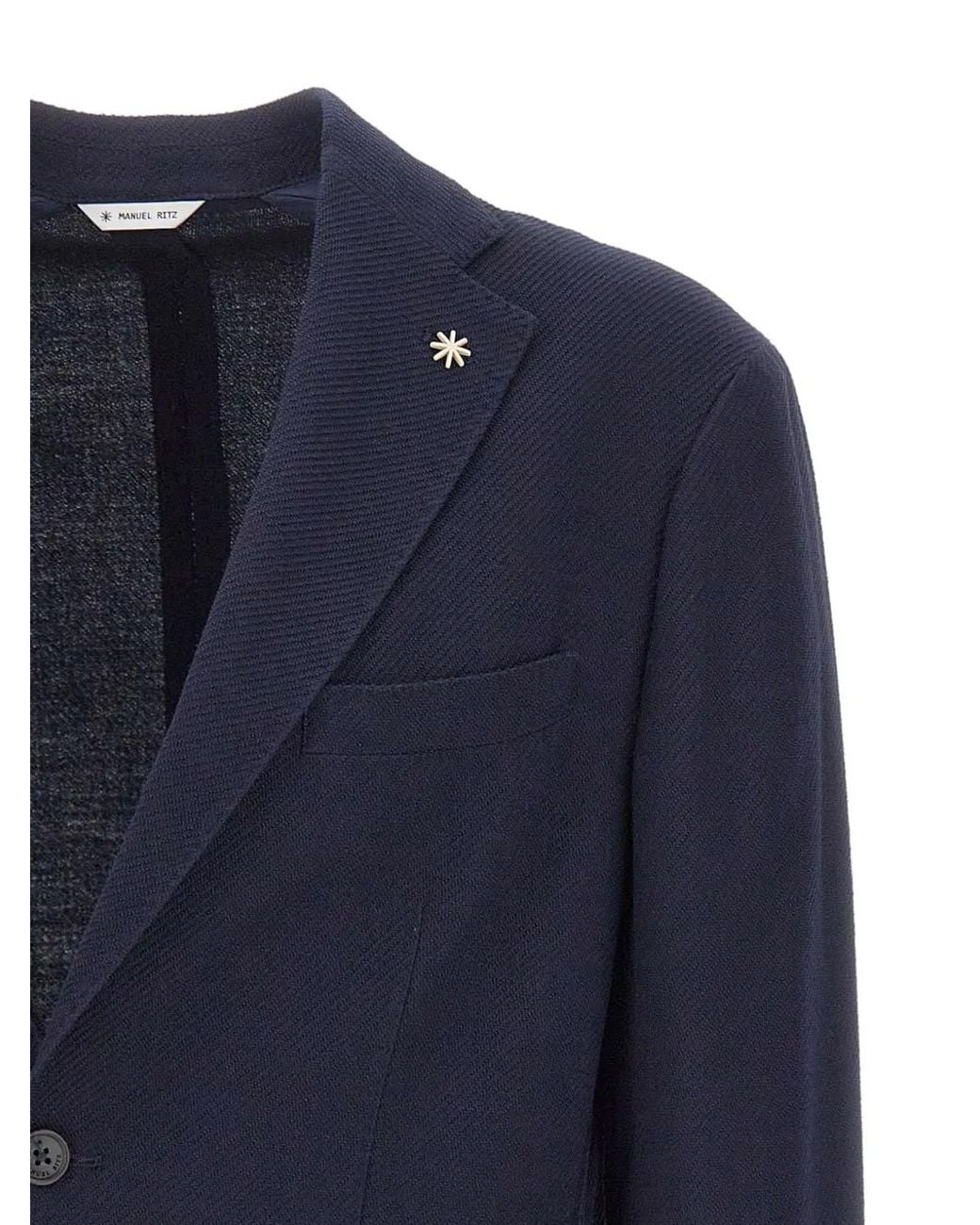 Manuel Ritz Blue Lapel-Pin Blazer for men