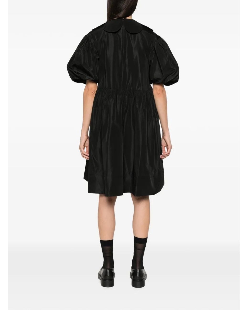 Simone Rocha Black Puff-Sleeve Petal-Collar Dress