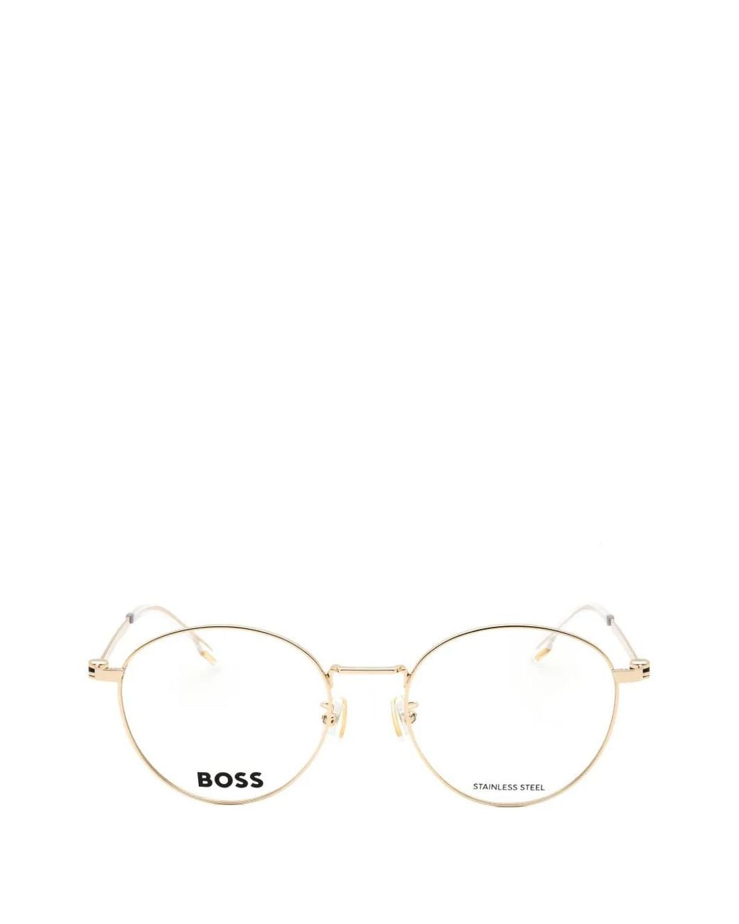 Boss White Round-Frame Glasses for men