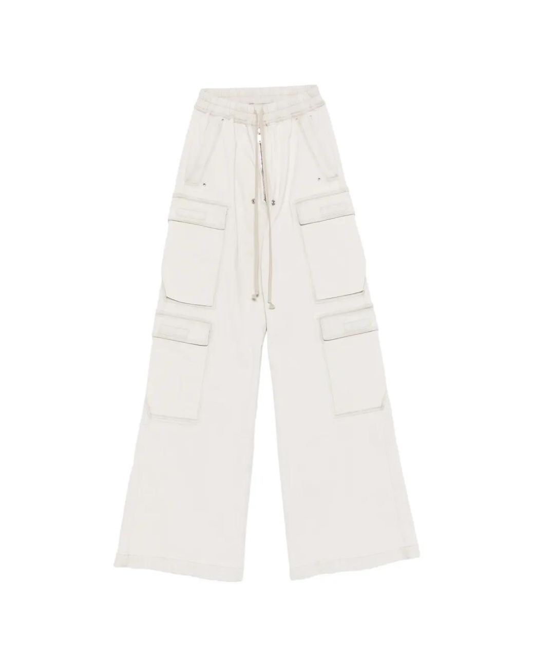 Rick Owens White Jumbo Belas Drawstring Cargo Pants for men