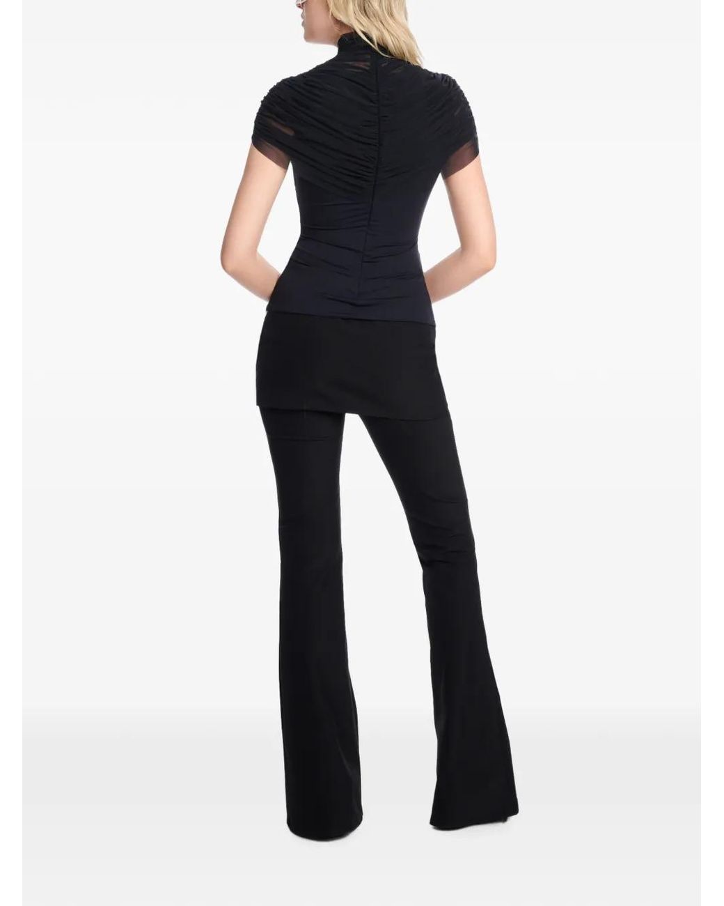 Axel 113 Black Grace Mesh-Panel Ruched Top