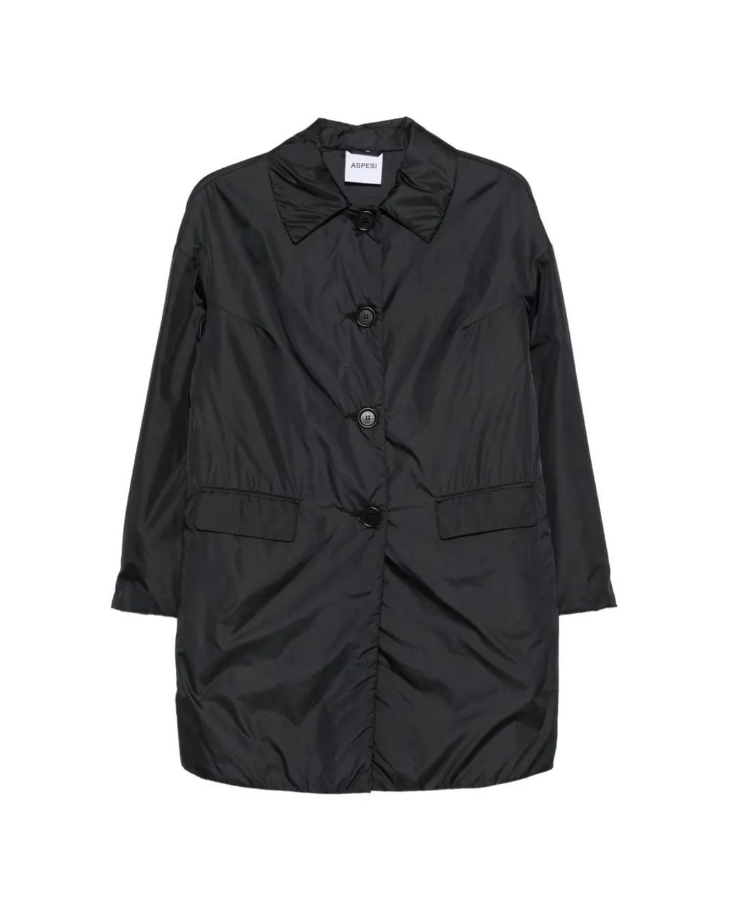 Aspesi Black Teena Button-Up Coat