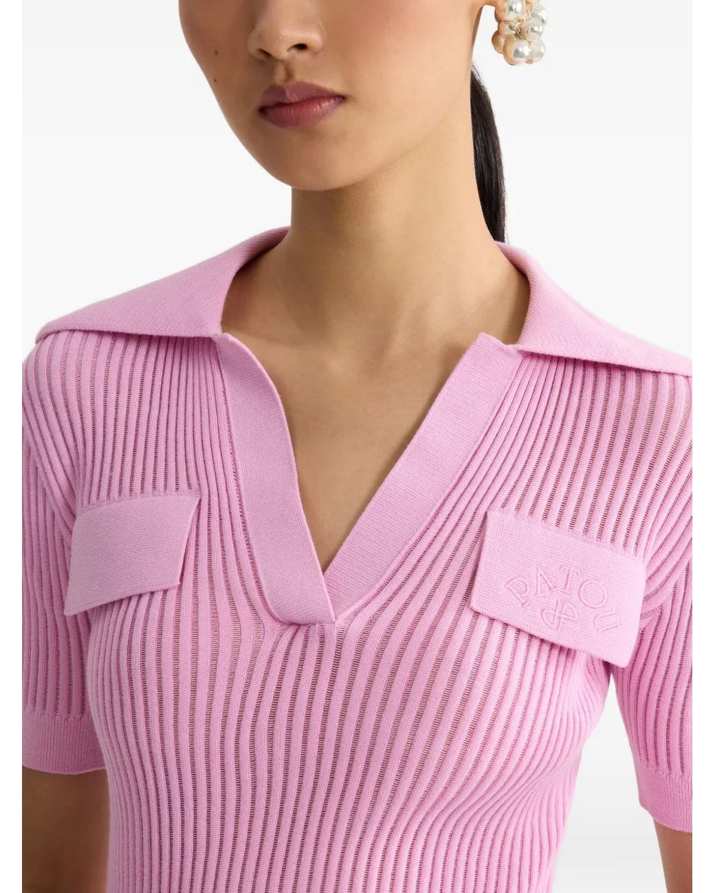 Patou Pink Logo-Embroidered Top