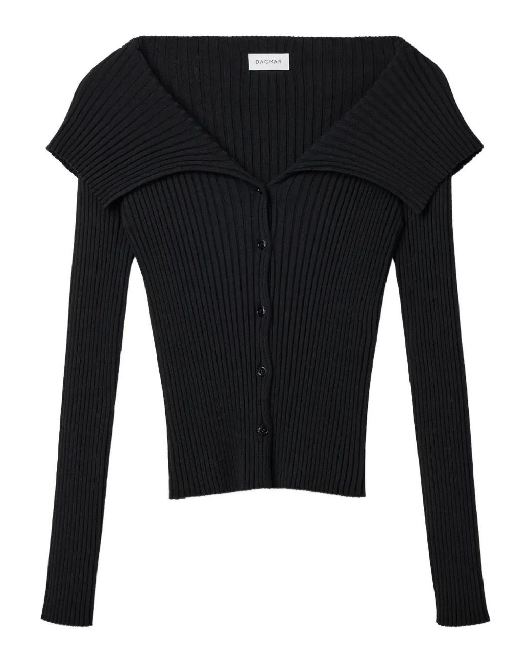 House of Dagmar Black Ribbed Merino Cardigan
