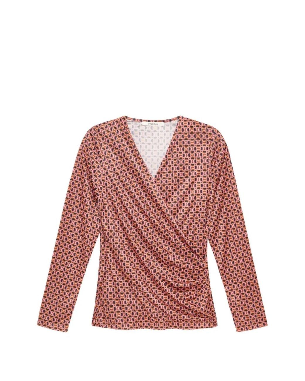 Maliparmi Red T-Shirt Drapé À Micro-Imprimé
