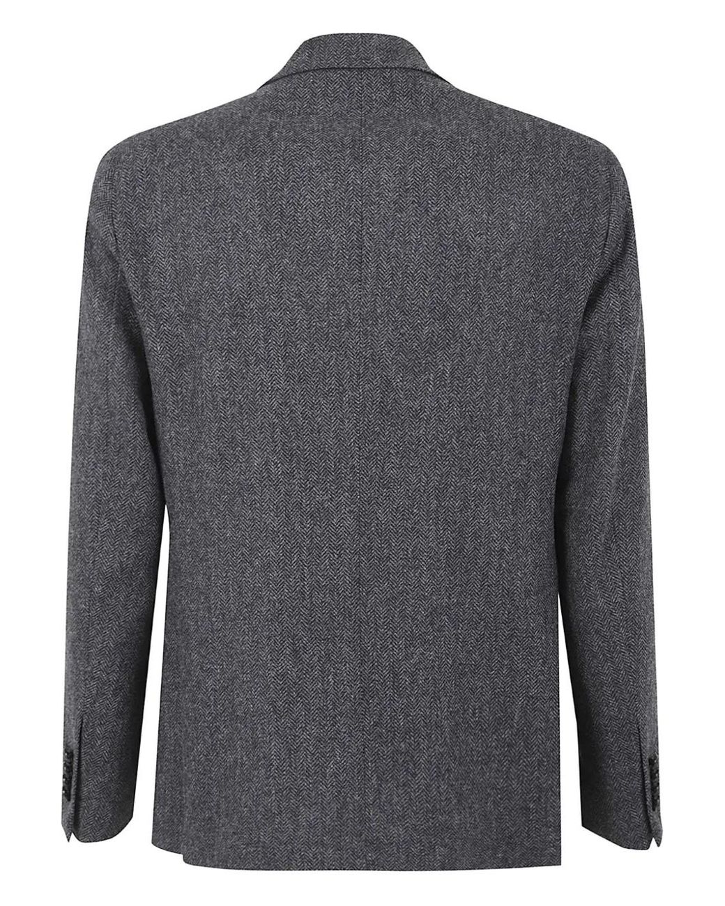 Tagliatore Black Herringbone Double-Breasted Jacket for men