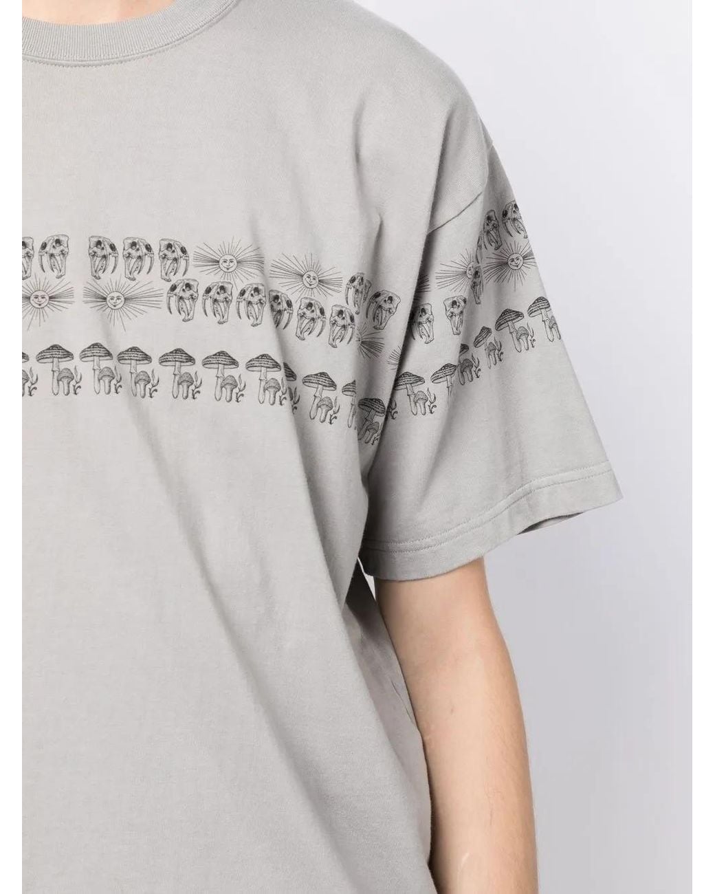Neighborhood Gray Mushroom-Print Detail T-Shirt for men