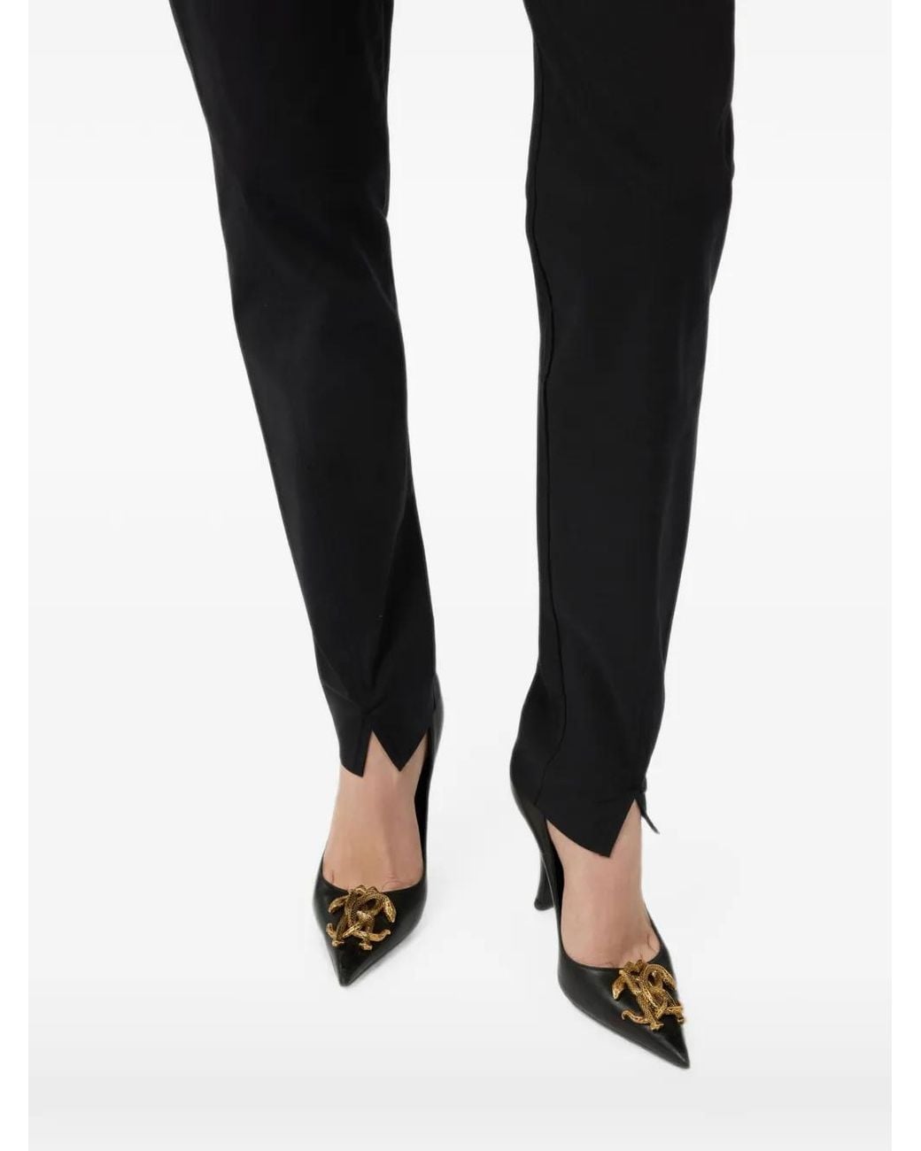Roberto Cavalli Black Split-Hem Tapered Trousers