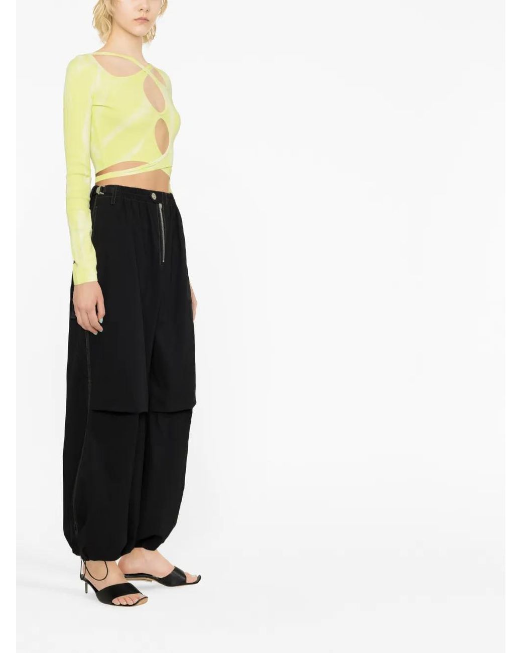 Dion Lee Yellow Cut-Out Detail Long-Sleeve Top