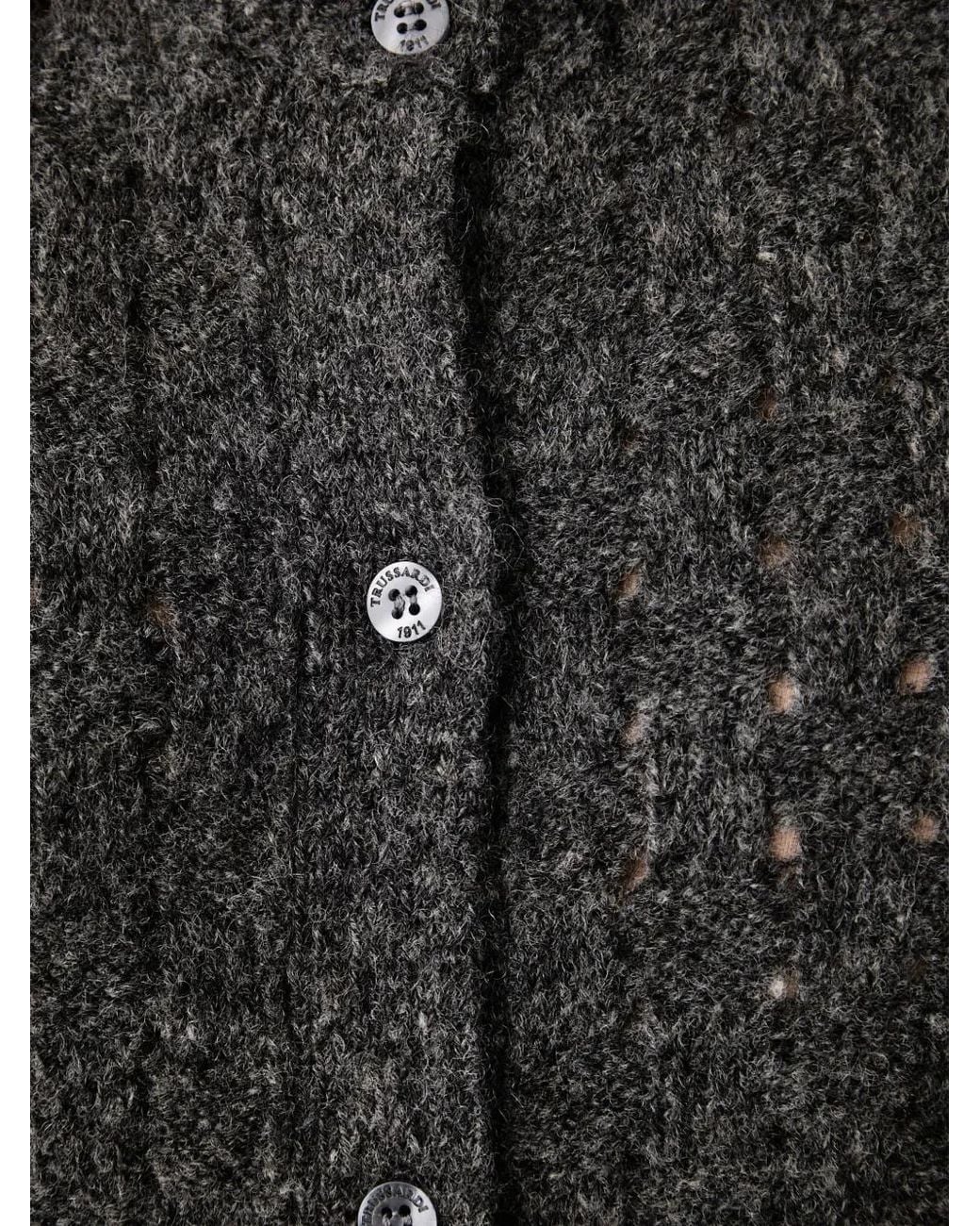 Trussardi Black Cable-Knit Button-Up Vest