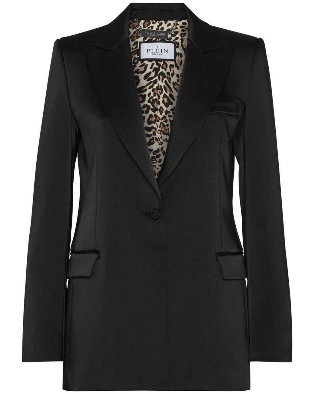 Philipp Plein Black Crystal-Skull Satin Blazer