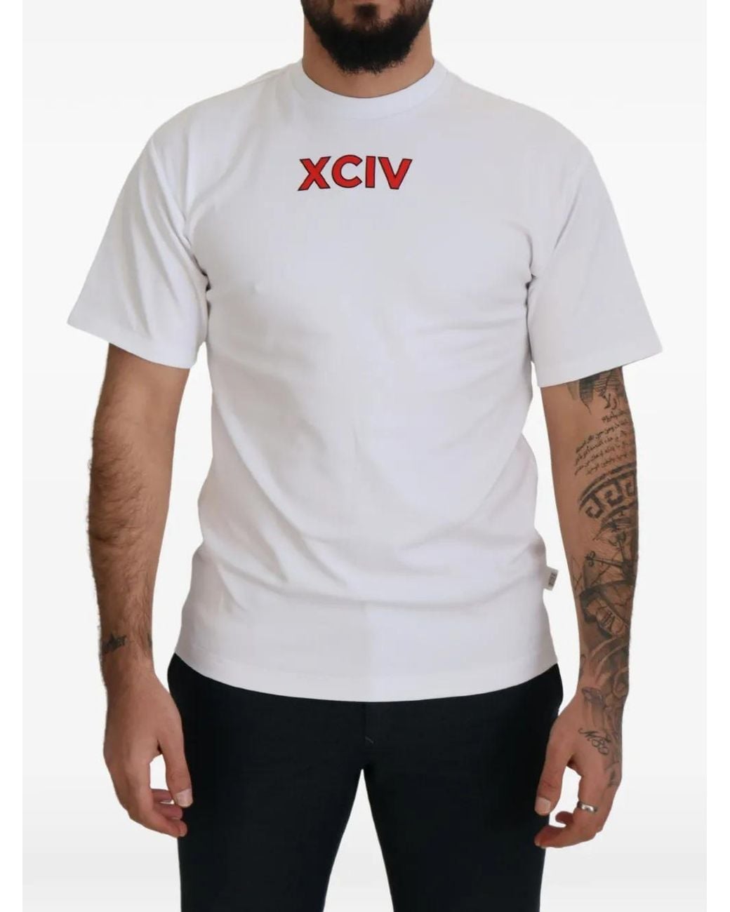 Gcds White Xciv Logo-Print T-Shirt for men