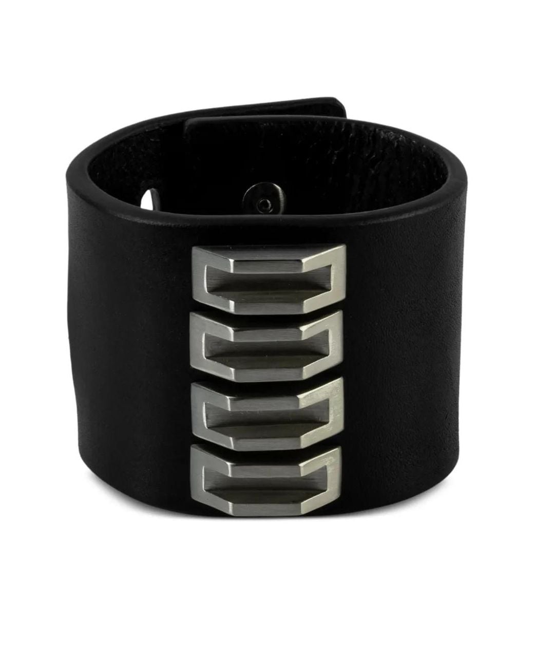 Parts Of 4 Black Restraint Charm Inverted-Pyramid Studs Bracelet