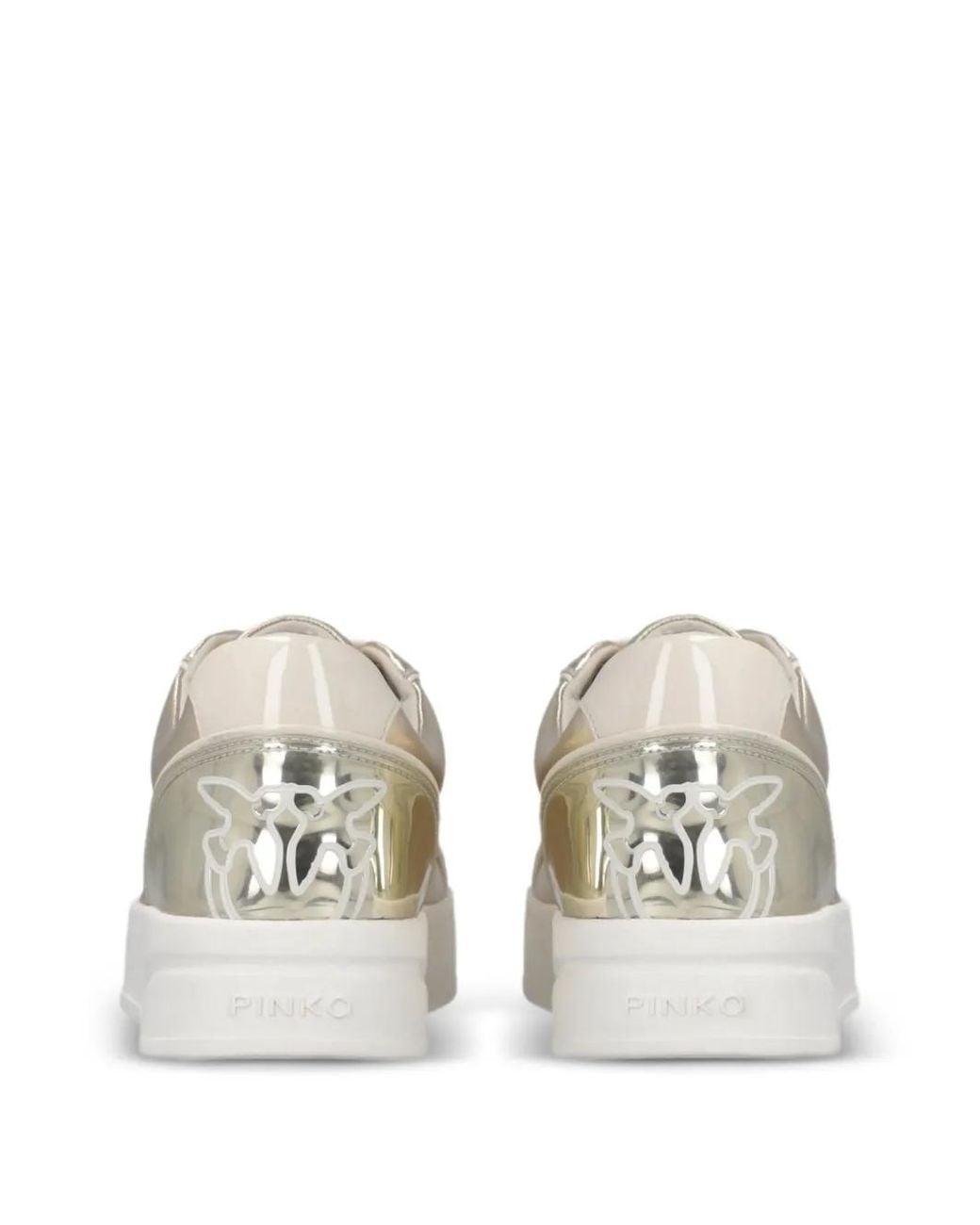 Pinko Metallic Logo Lace-Up Sneakers