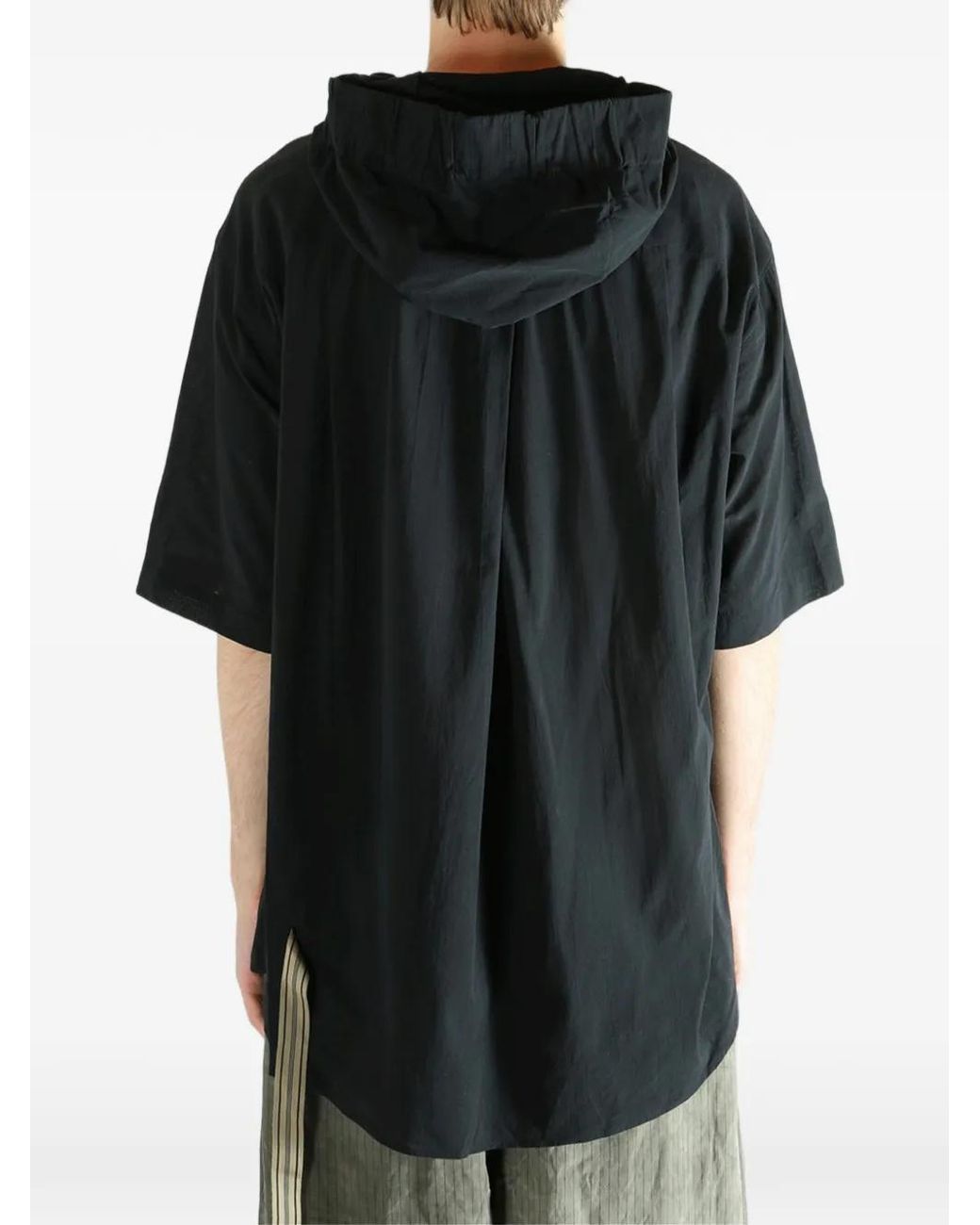 Ziggy Chen Black Hooded Short-Sleeved Shirt for men
