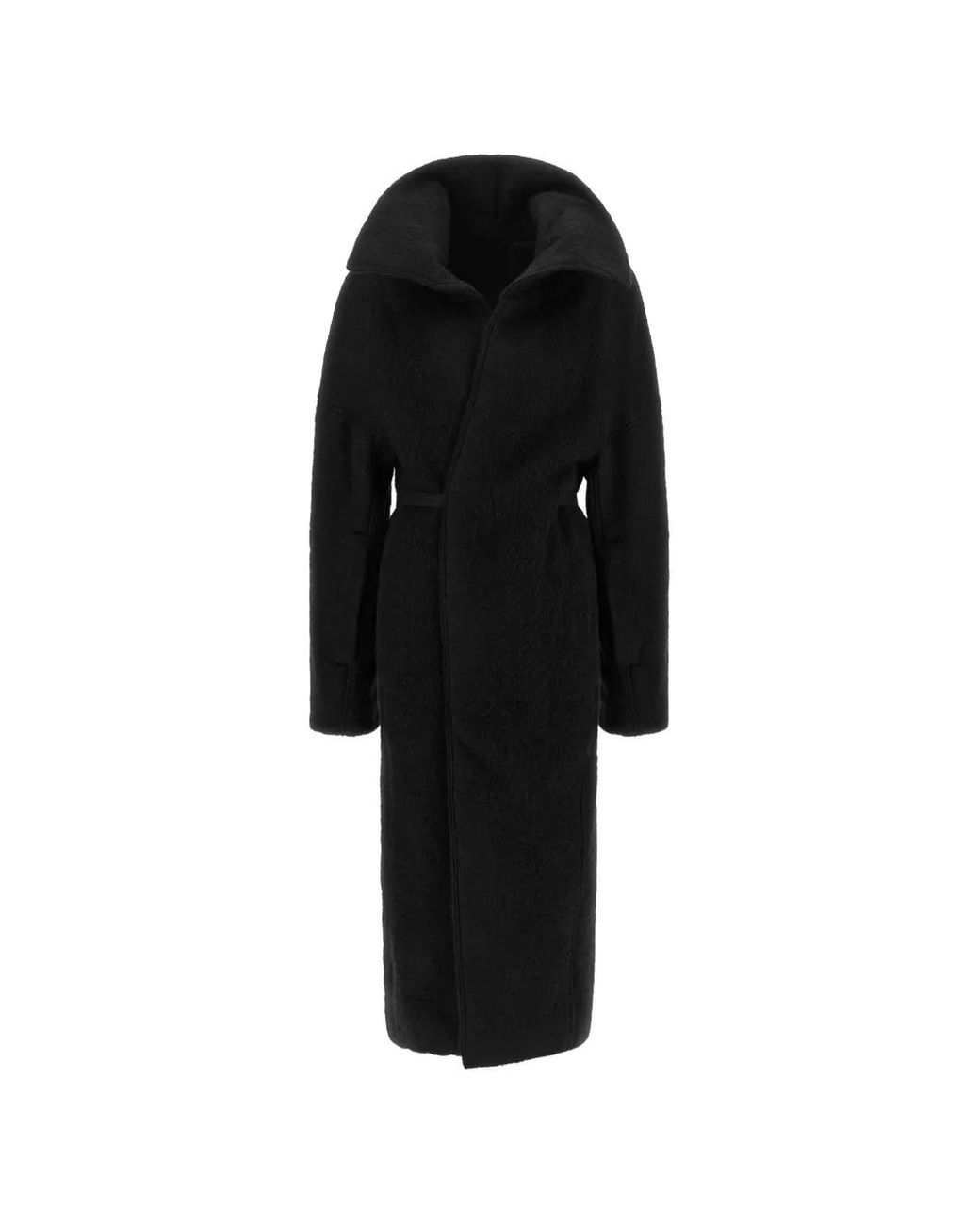 Rick Owens Black Dracucollar Belted Coat