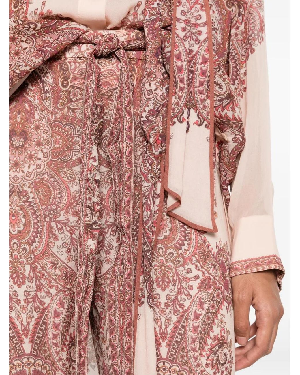 Zimmermann Pink Georgette Paisley-Print Trousers
