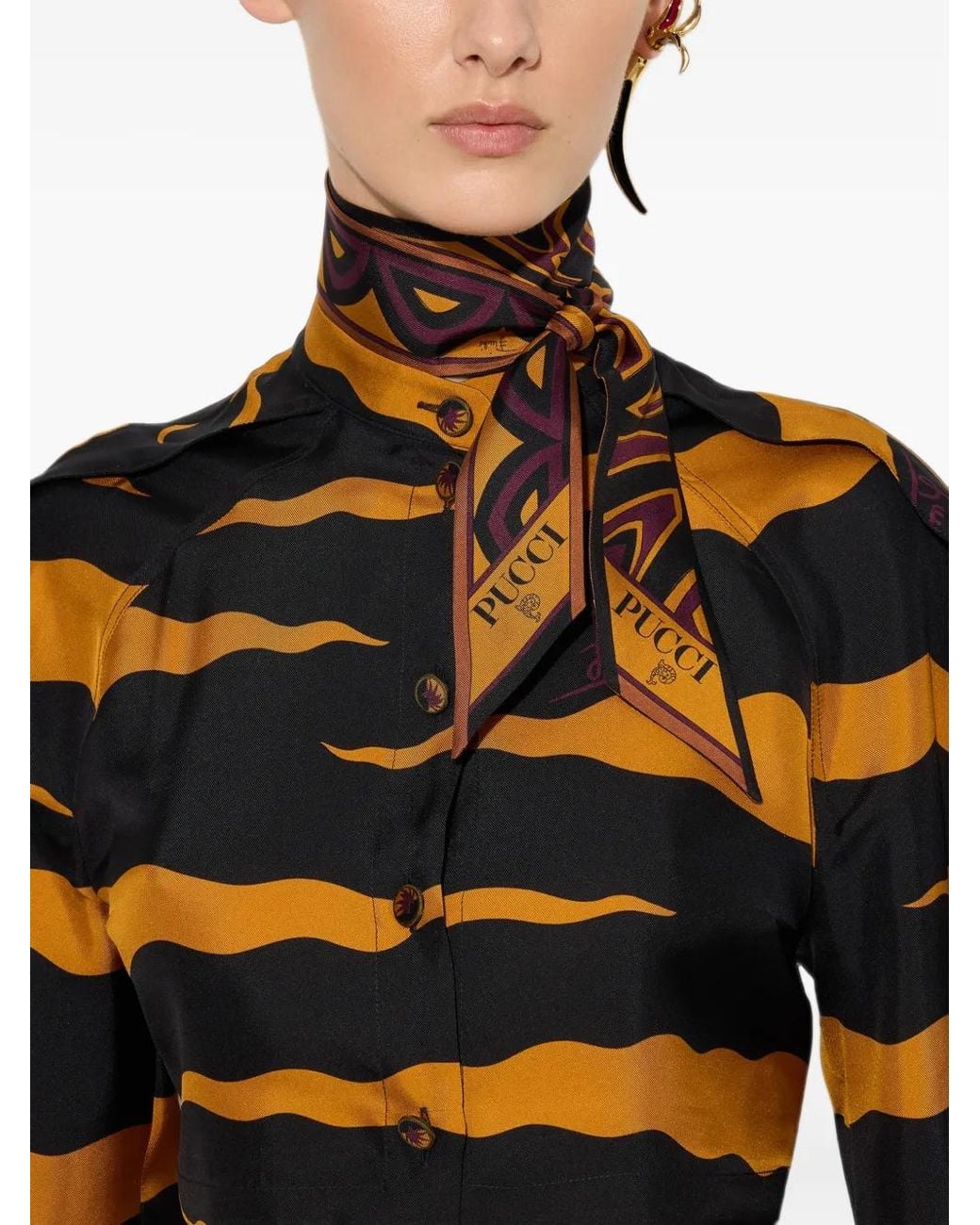 Emilio Pucci Brown Pucci Baiadera Labirinto Twill Scarf