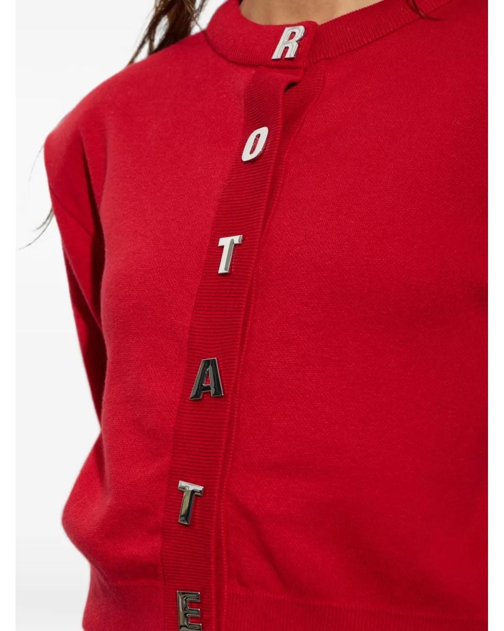 ROTATE BIRGER CHRISTENSEN Red Firm-Knit Cardigan