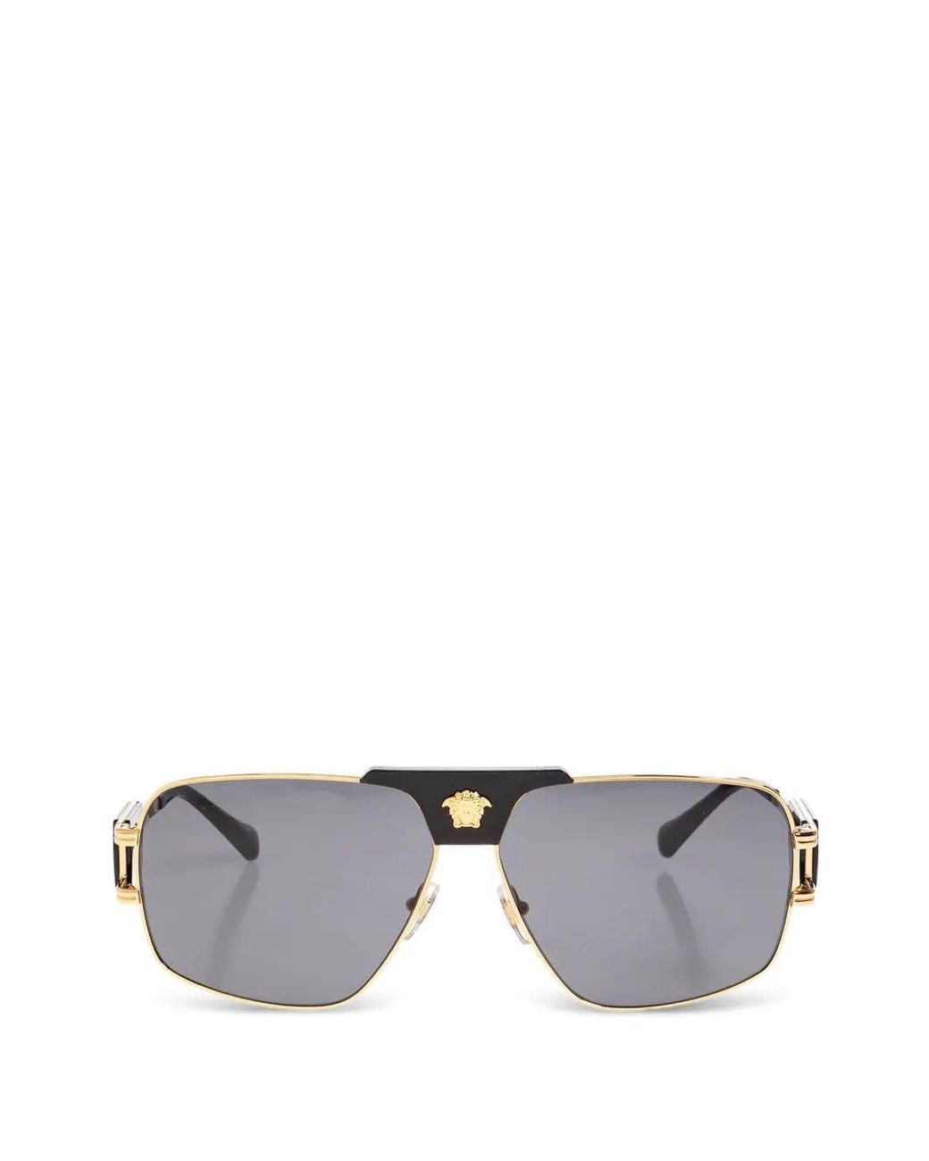 Versace Gray Medusa Geometric-Frame Sunglasses for men