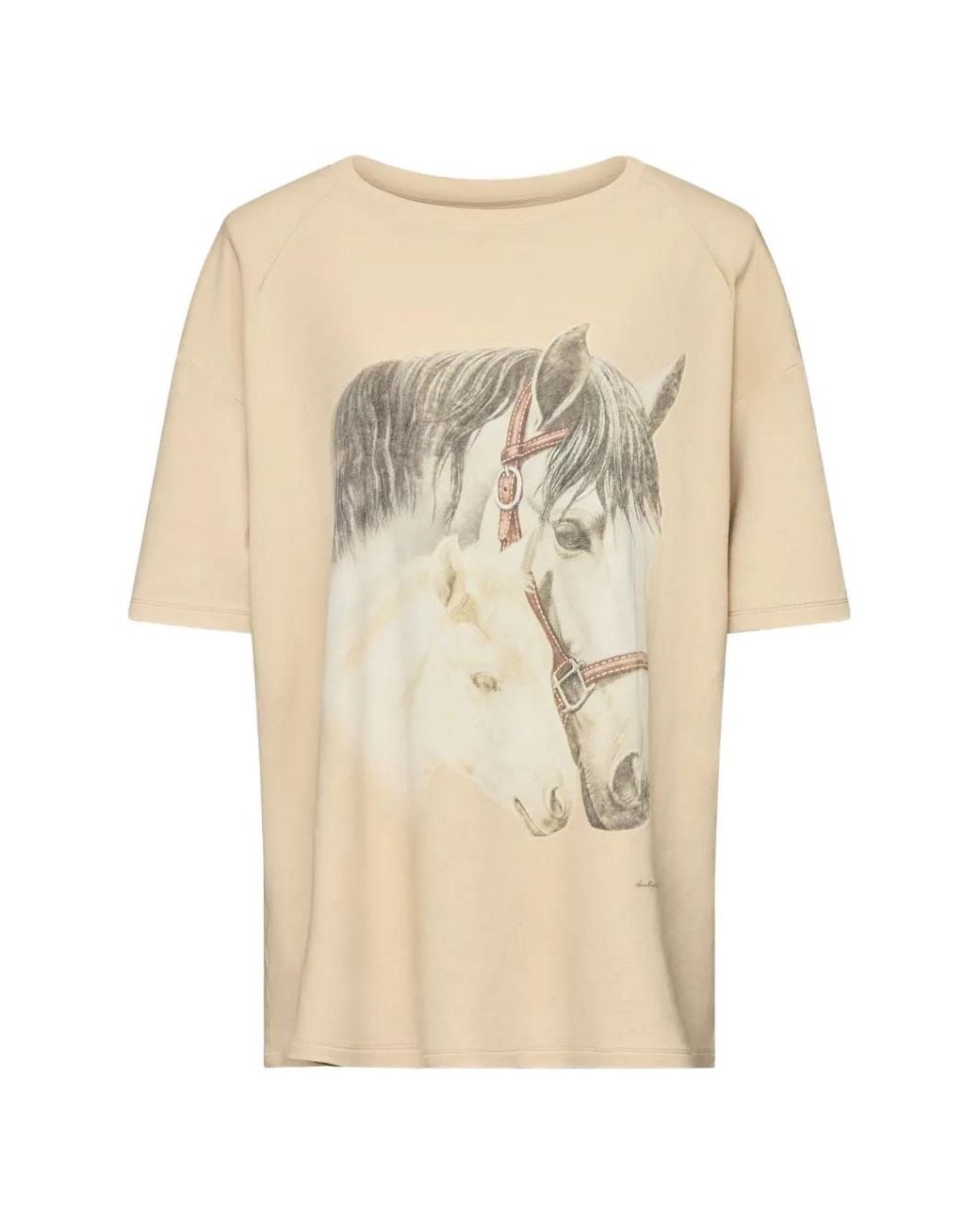 MM6 by Maison Margiela Natural Horse-Portrait Short-Sleeve T-Shirt