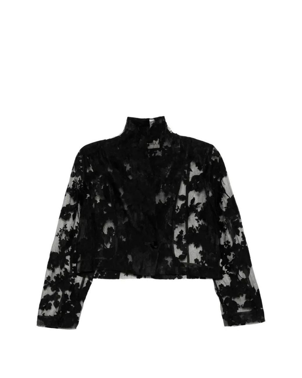 Tessitura Body Couture Black Roses Organza Cropped Jacket