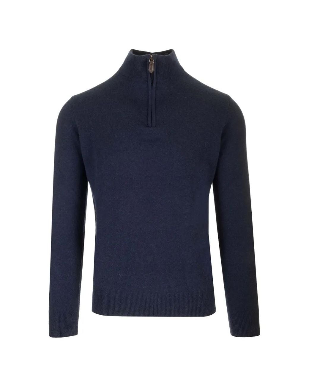 Al Duca D'aosta Blue Zip-Fastening Ribbed-Trim Jumper for men