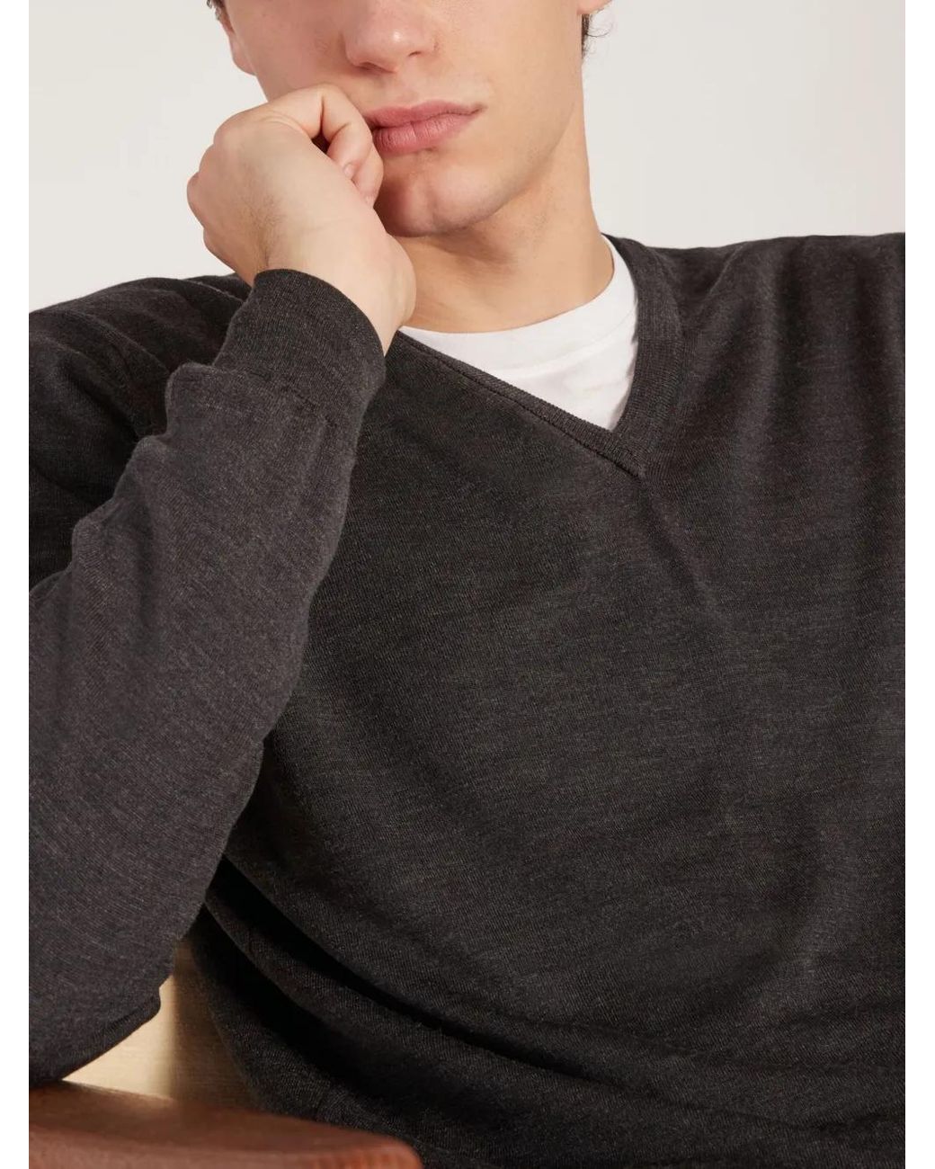 Slowear Gray V-Neck Sweater for men