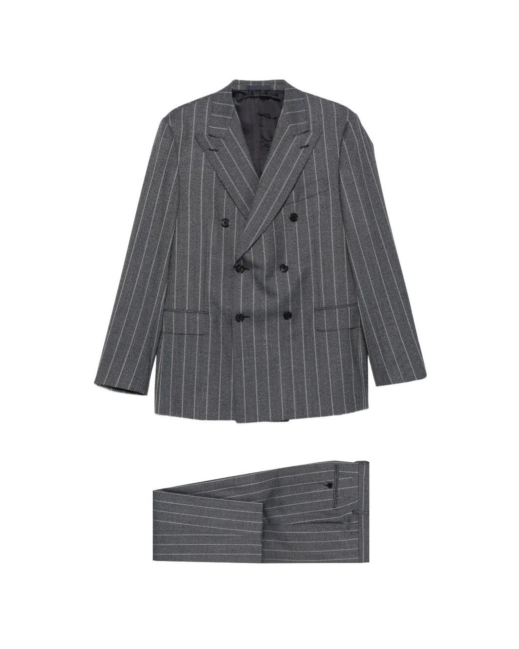 Caruso Gray Pinstriped Double-Breasted Suit for men