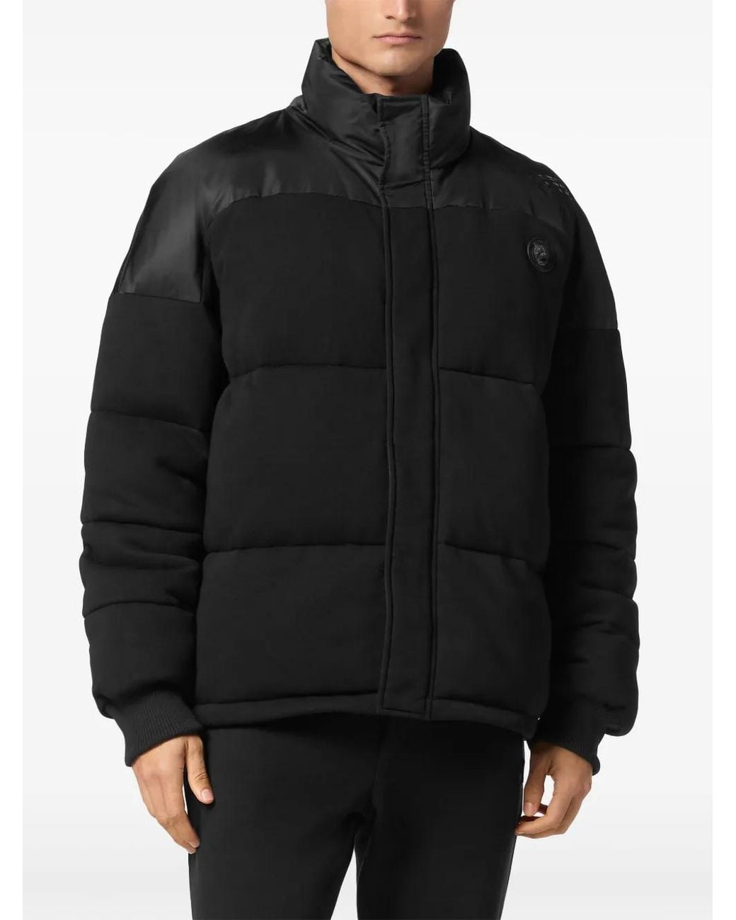 Philipp Plein Black Panelled Puffer Jacket for men