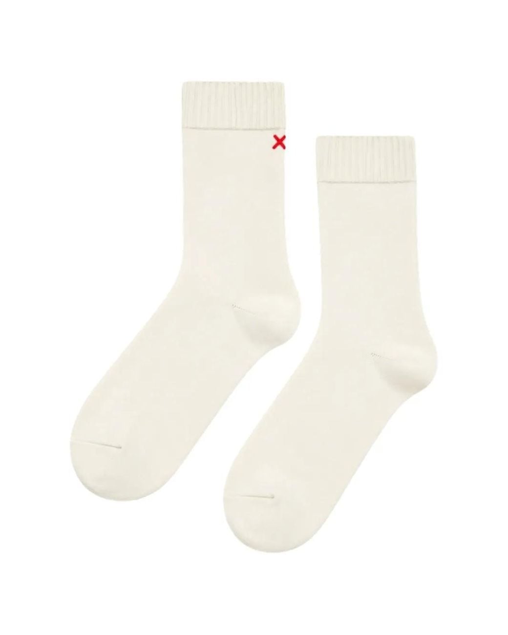 Chinti & Parker White Ribbed-Knit Embroidered Socks