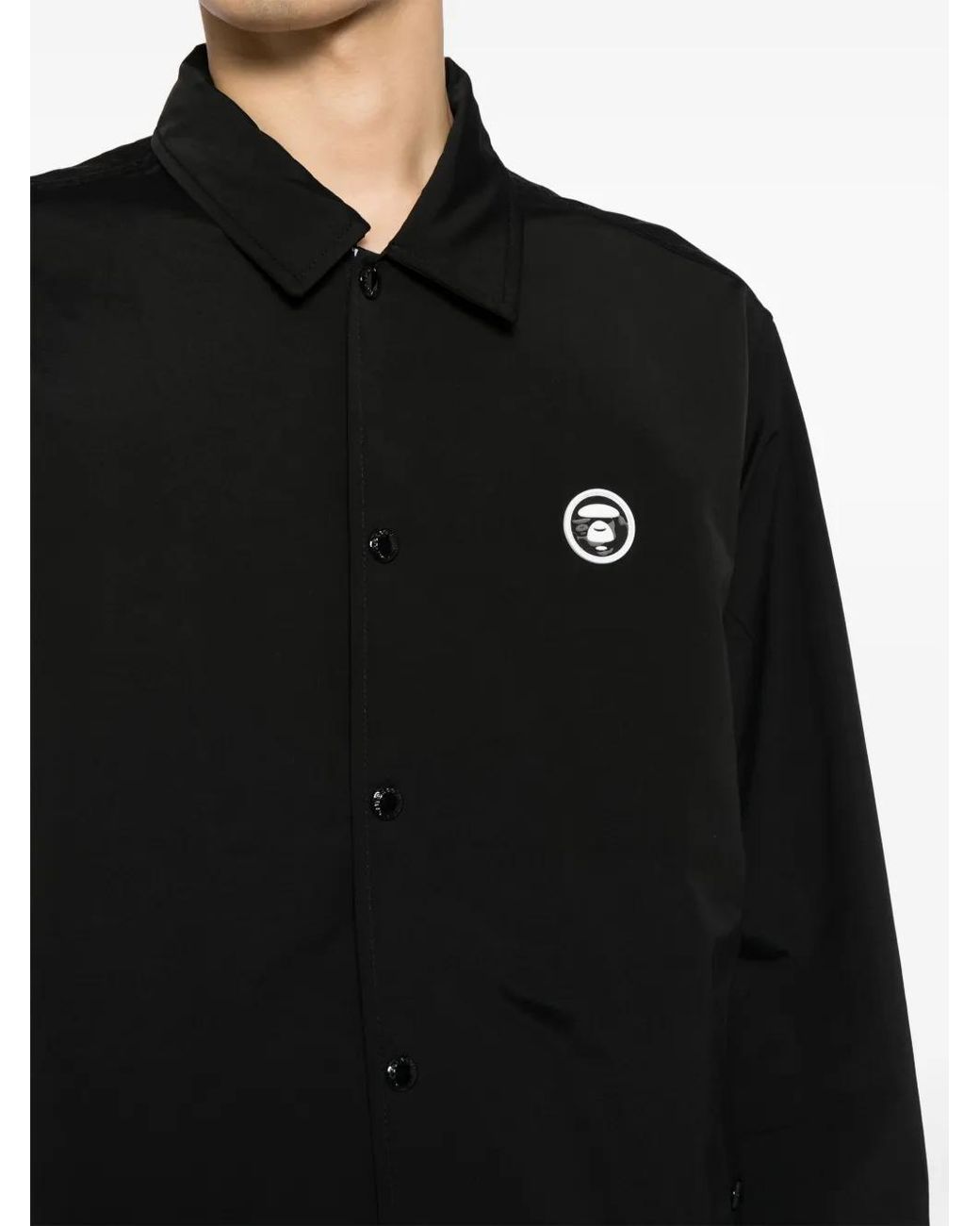 Aape By A Bathing Ape Black Logo-Patch Long-Sleeved Jacket for men