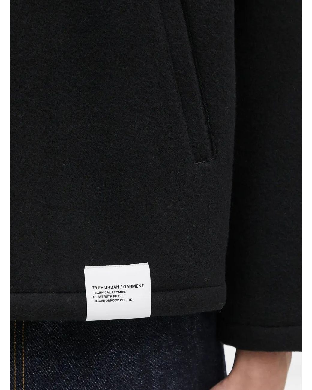 Neighborhood Black Melton Logo-Emblem Zip-Up Shirt Jacket for men