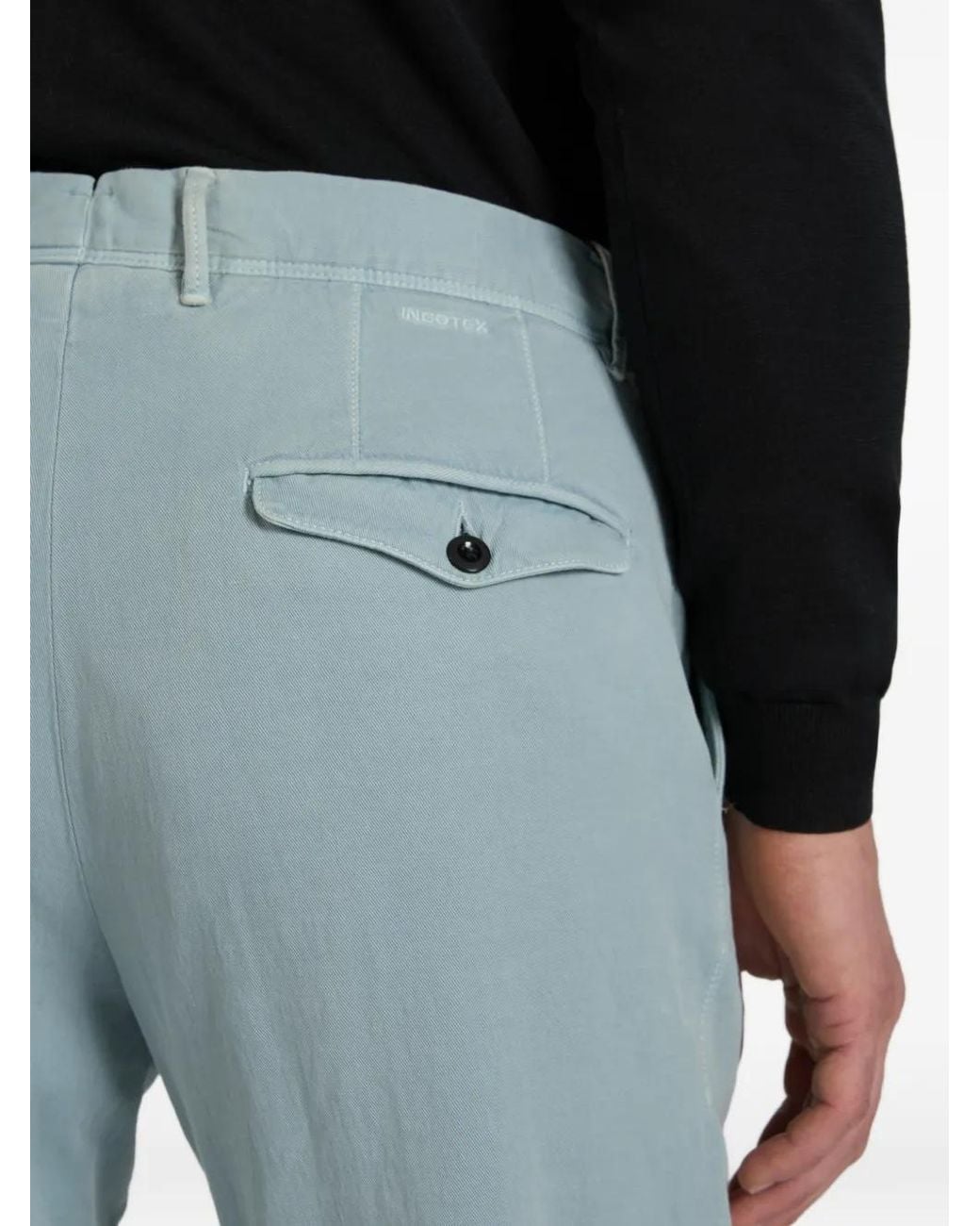 Slowear Blue Tapered Fit Cotton Trousers for men
