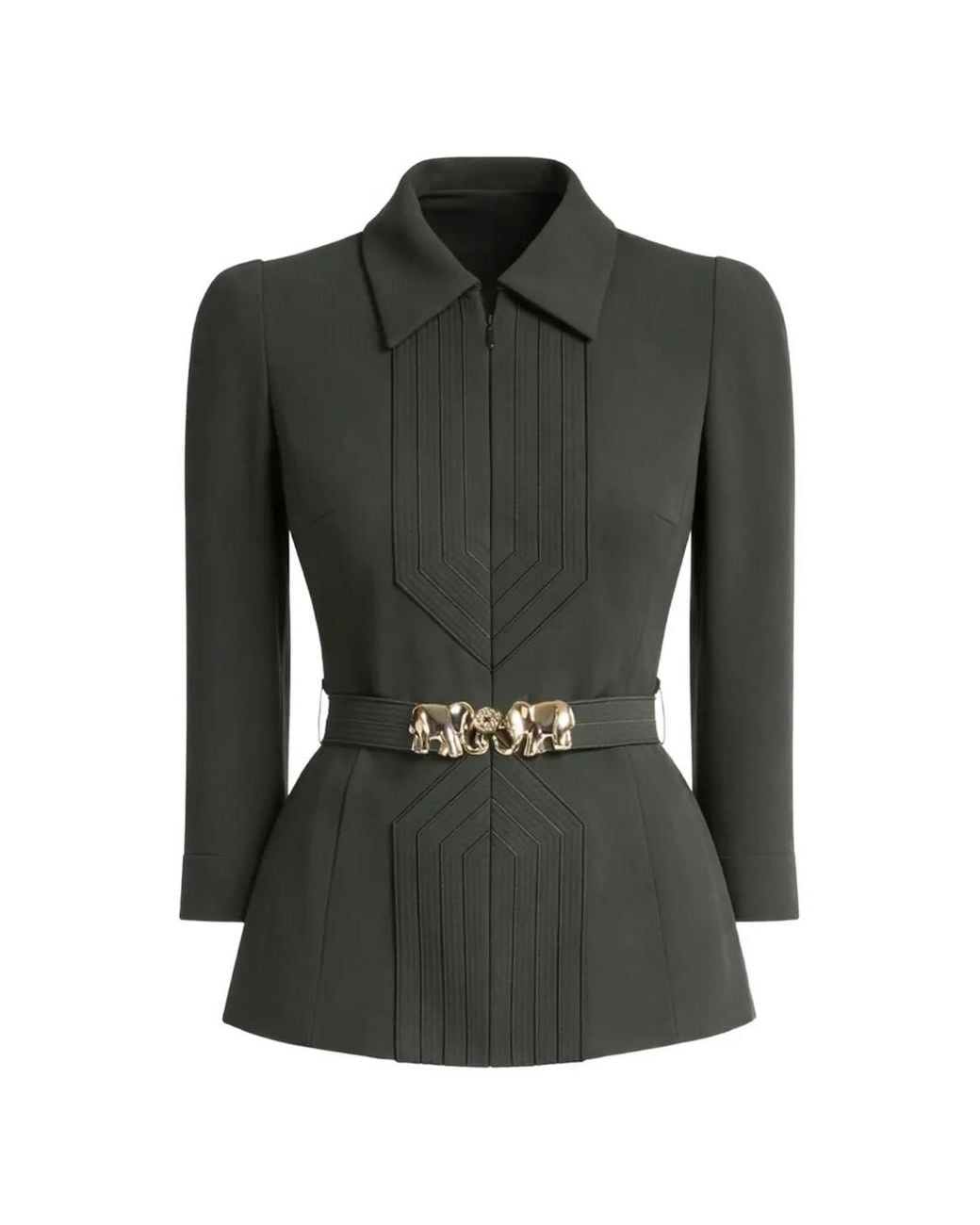 Elie Saab Black Elephant-Buckle Jacket