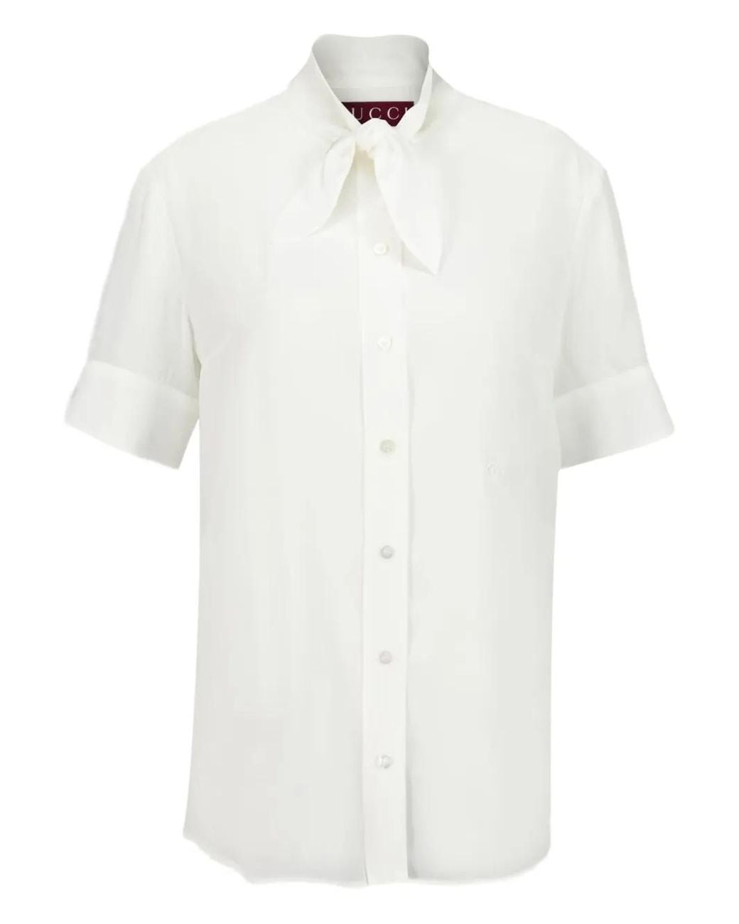 Gucci White Tie-Fastening Silk Shirt